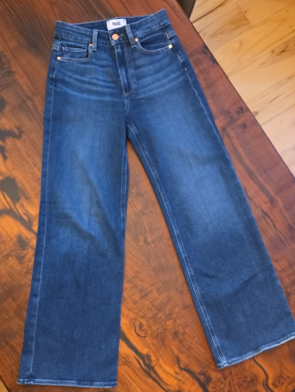 PAIGE🍬ANESSA🍬 Dark Indigo High-Rise Wide Leg Jeans🍬